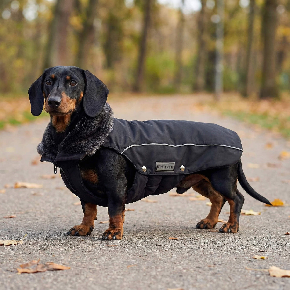 teckel avec manteau chaud