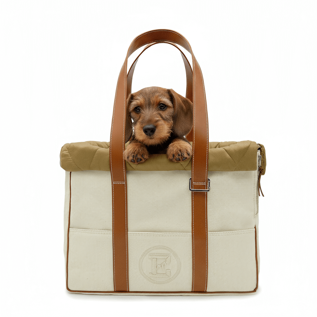 Teckel dans un sac de voyage
