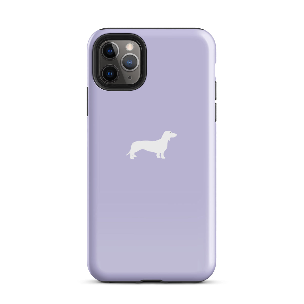 coque iphone chien teckel lila