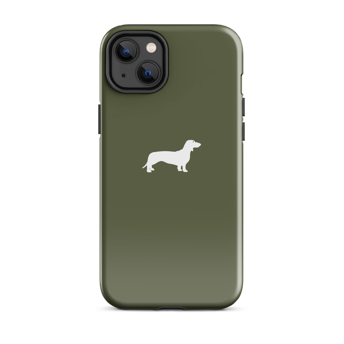 coque iphone teckel kaki double couche