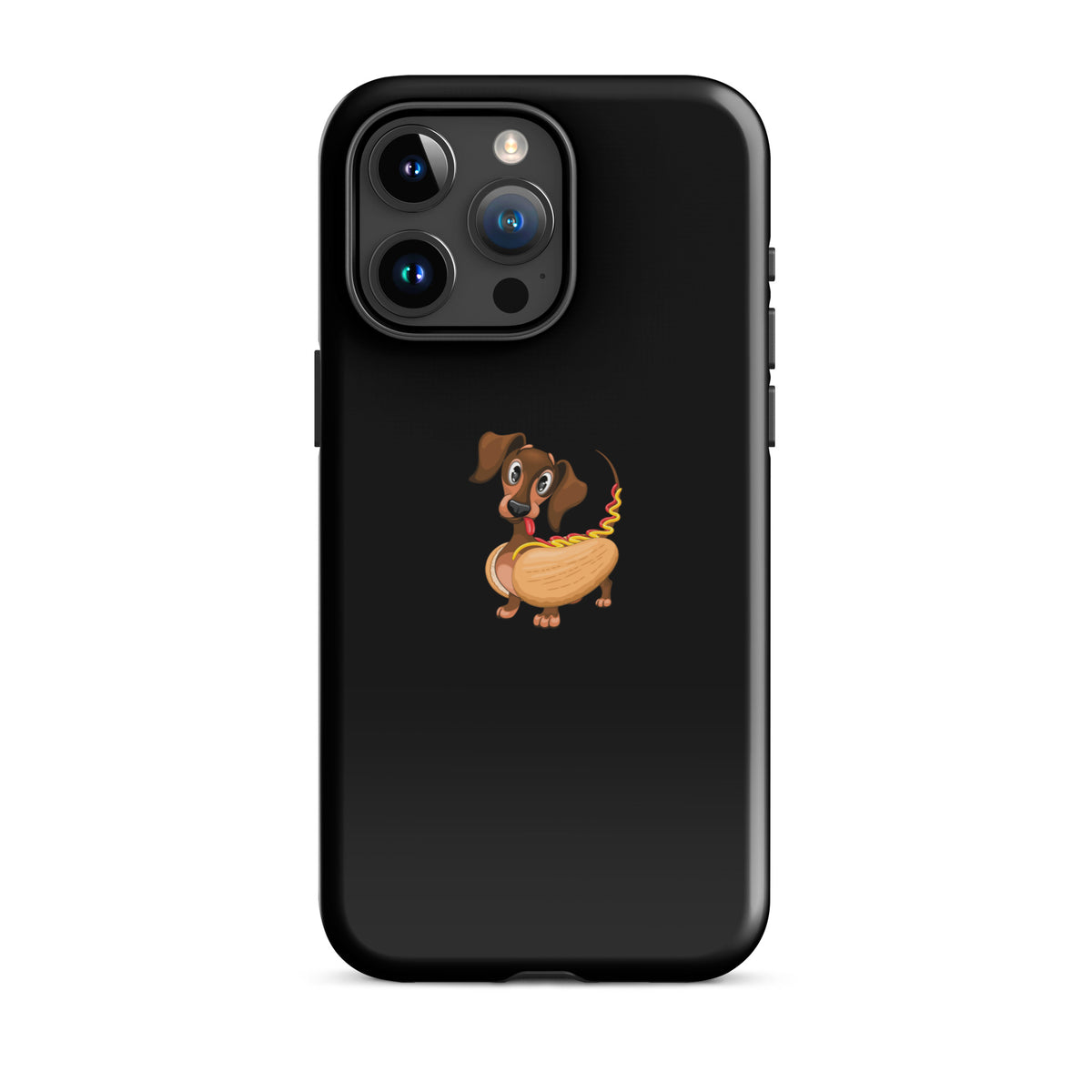coque iphone teckel hotdog noir design