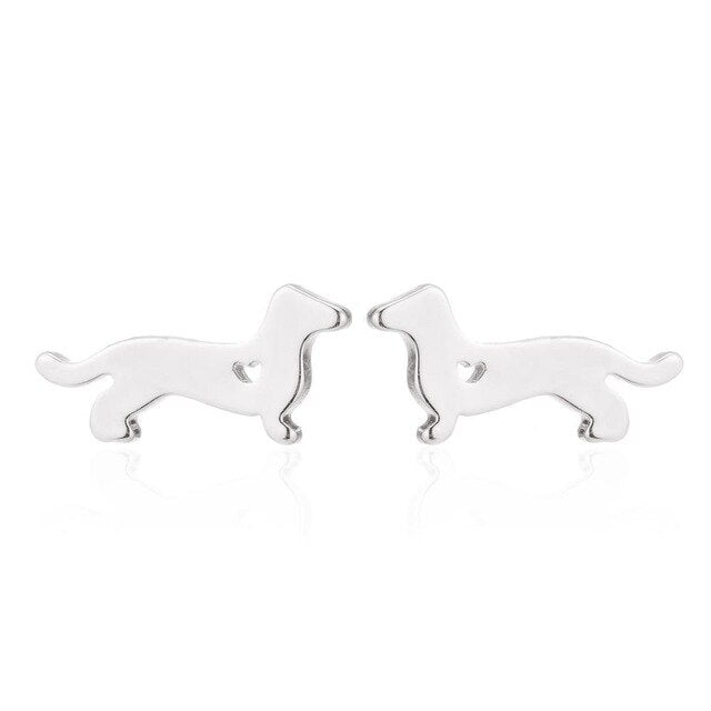 Boucles d'Oreilles Teckel Argent