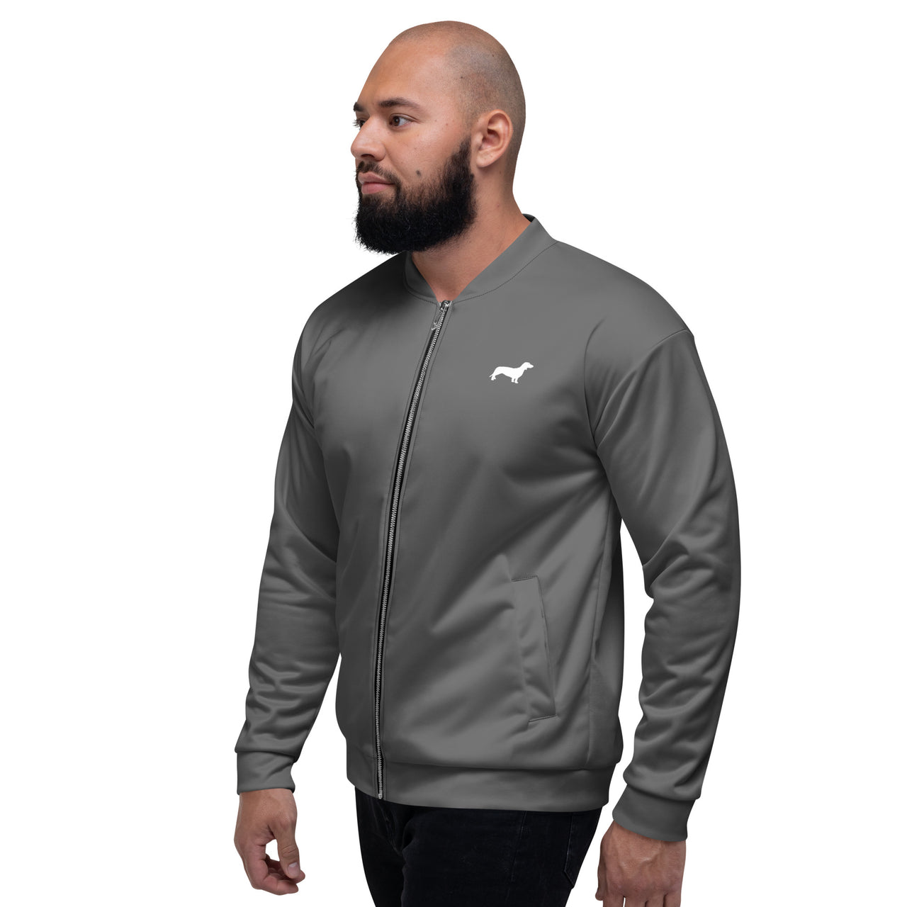 veste bomber chien saucisse grise