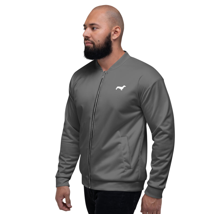 veste bomber chien saucisse grise