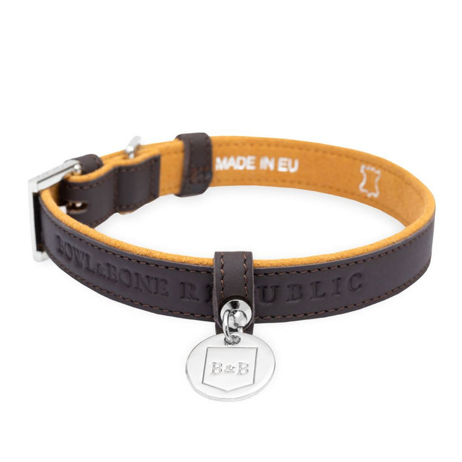 Sellerie Teckel <br> Collier Cuir Monaco (Chocolat)