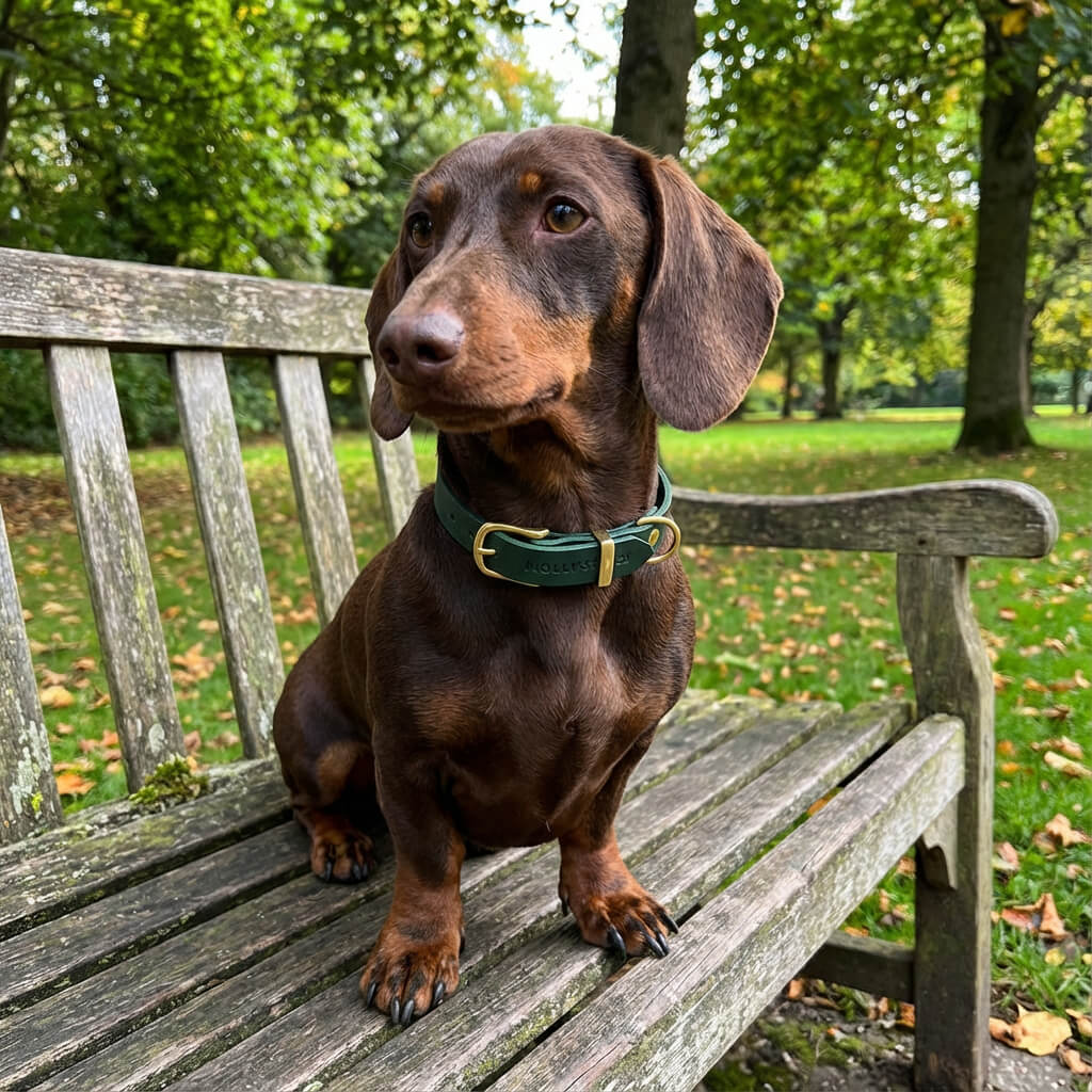 Collier Cuir Vert Foret Teckel