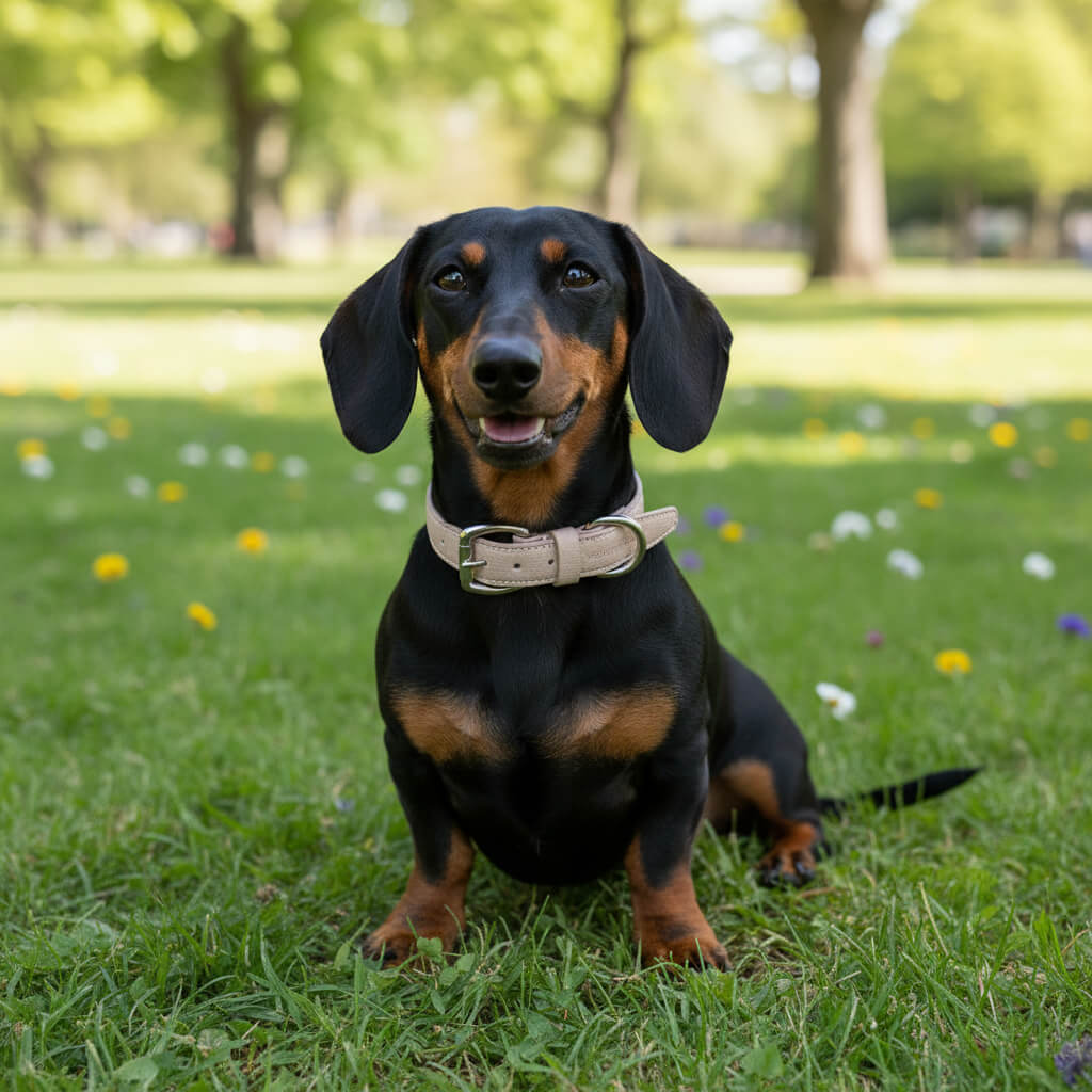 Halsband für Dackel aus italienischem Leder, rosa