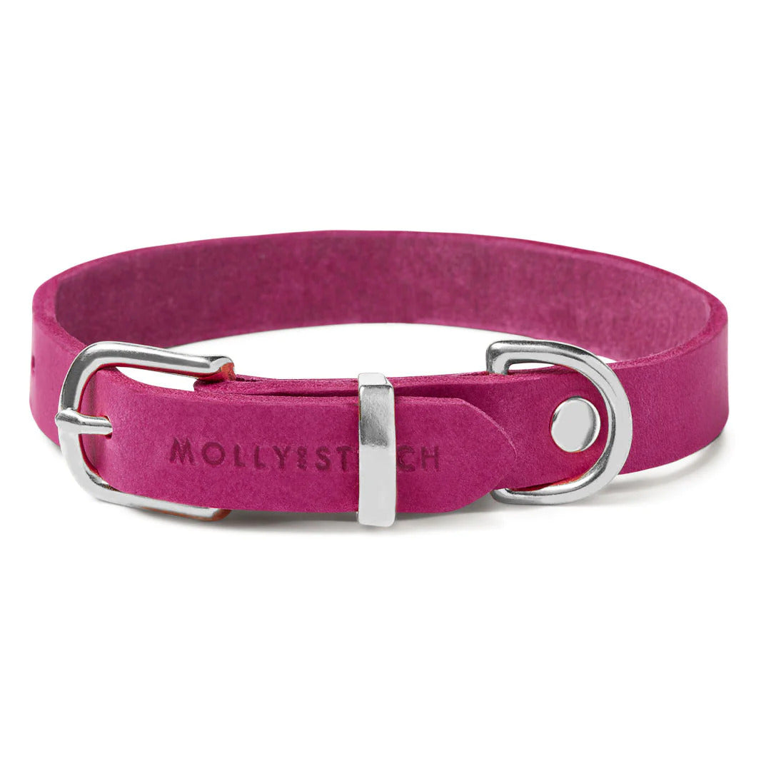 Halsband für Dackel aus Leder in Bonbonrosa