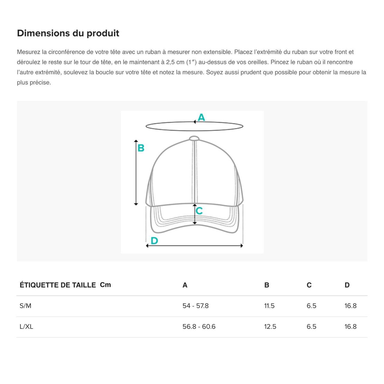 Dimensions casquette militaire teckelshop