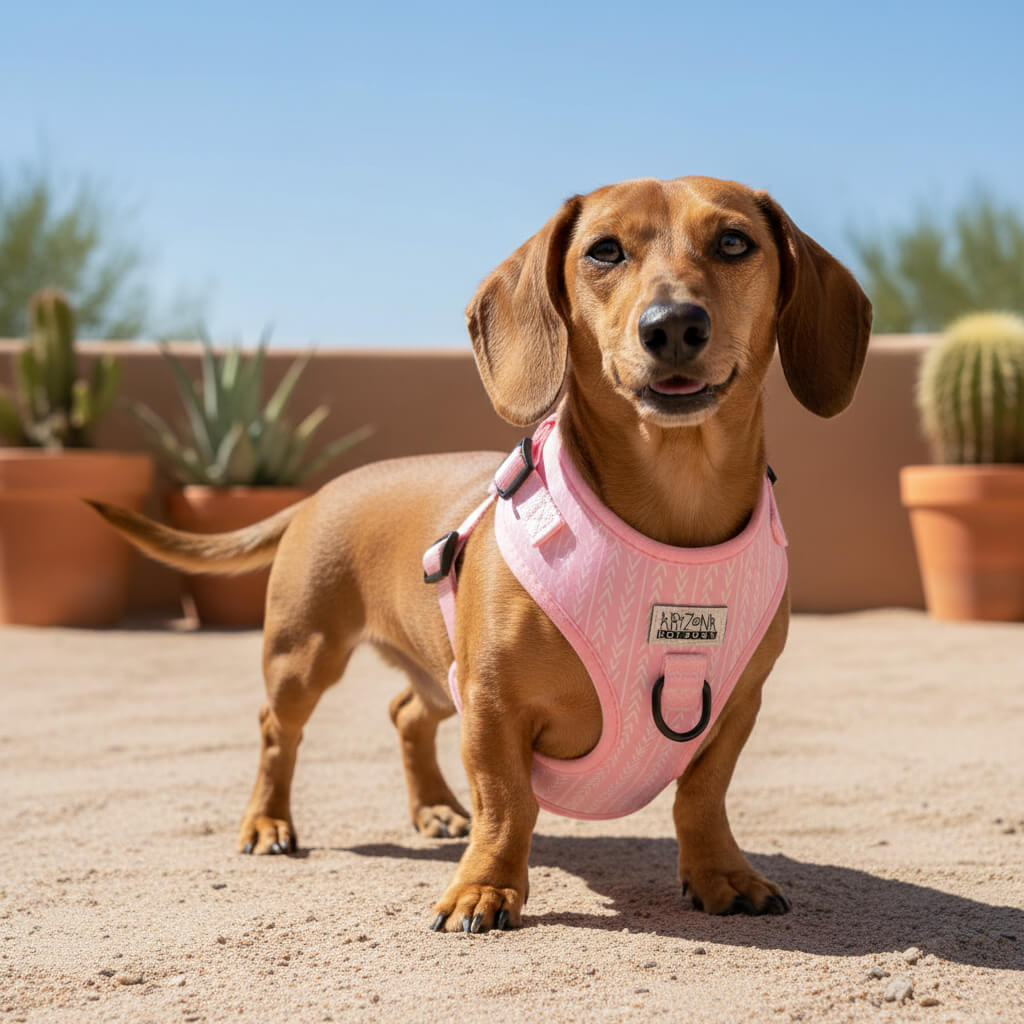 harnais chien teckel rose