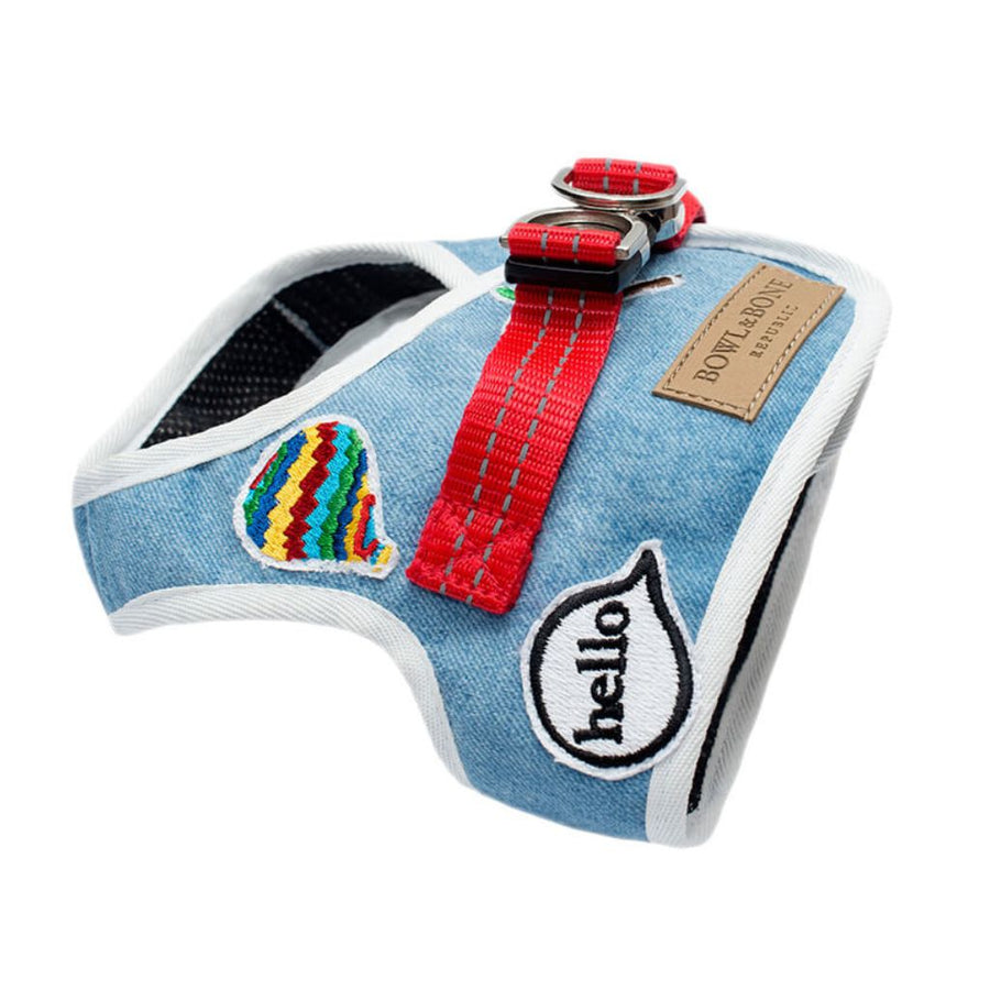 harnais denim bleu jean pour teckel