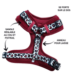 Harnais petit chien bordeaux