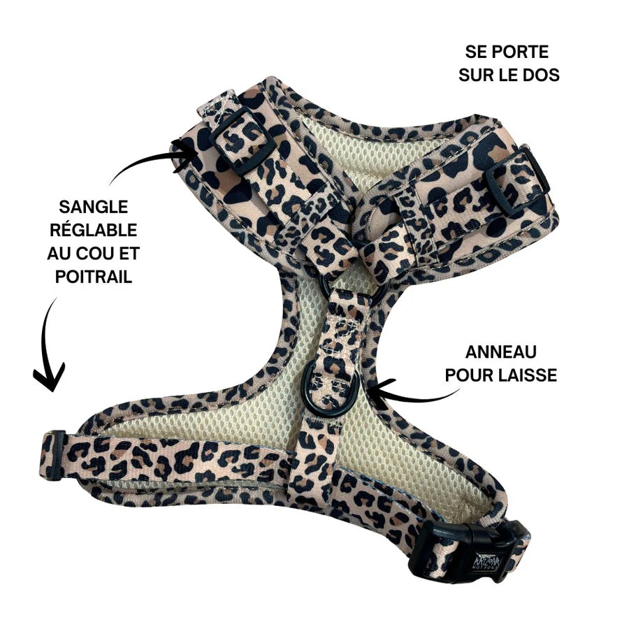 Harnais pour chien motif leopard
