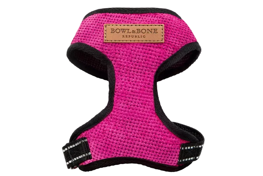 Rosa Geschirr für Dackel aus Stoff