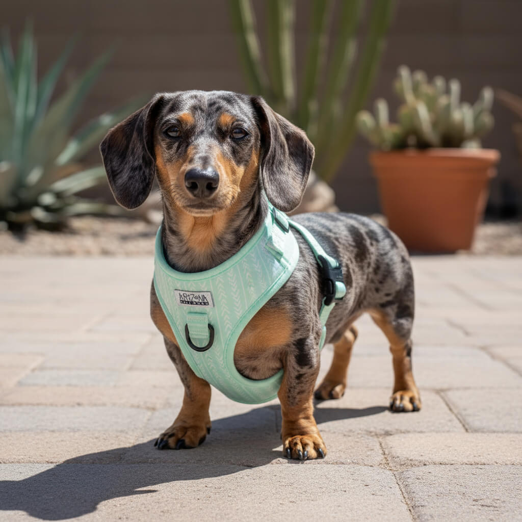 harnais teckel chien vert