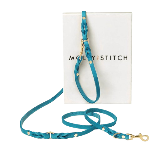 Laisse cuir bleu chien 2m