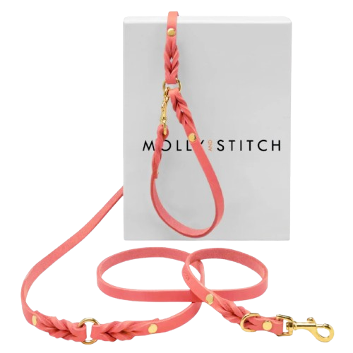 Laisse Cuir Rose Ajustable