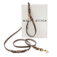 Thumbnail for Laisse longue en cuir pour chien taupe