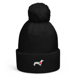 Bonnet teckel noir avec coeur rouge