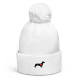 Bonnet Teckel Pompon blanc