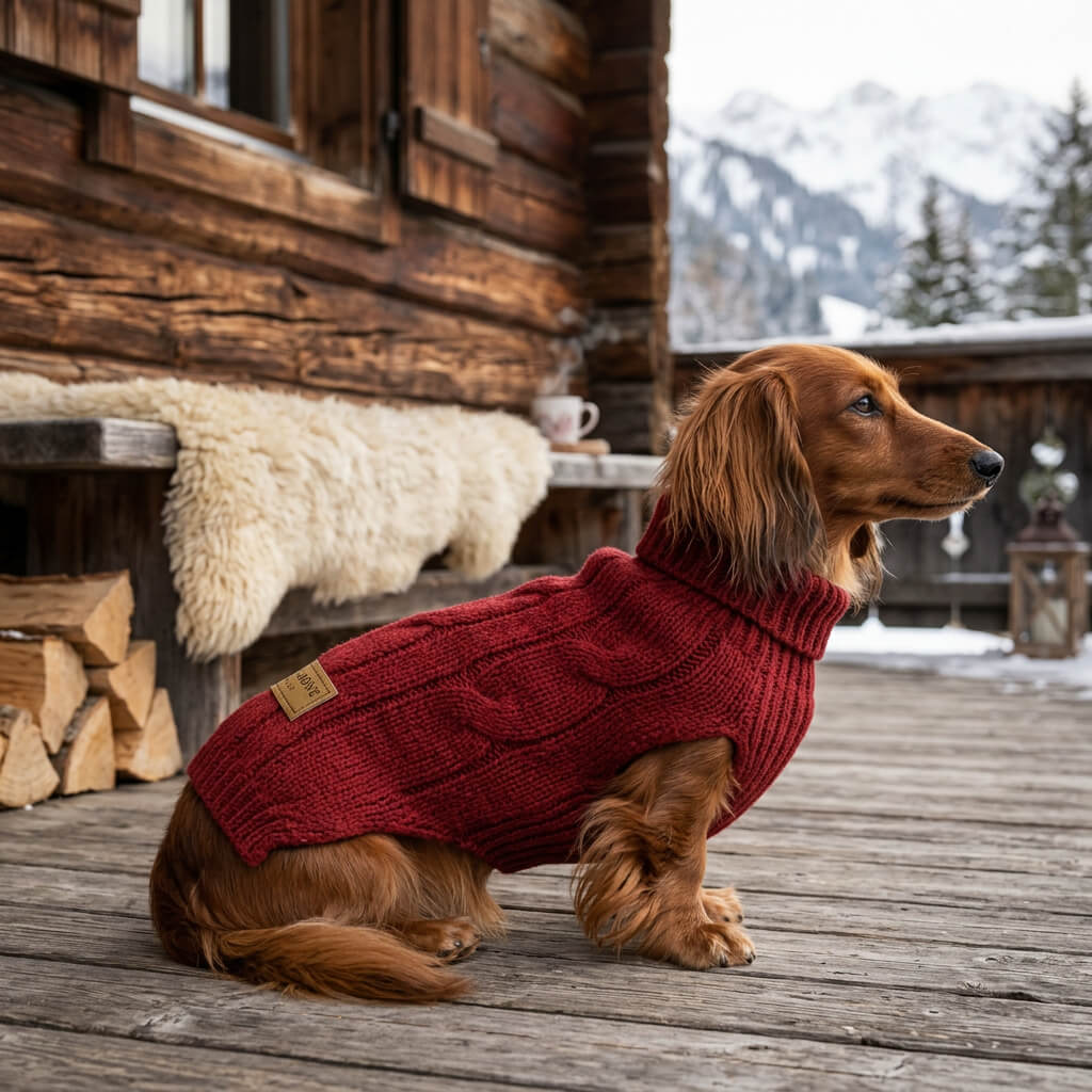 Warmer Pullover aus Dackelwolle
