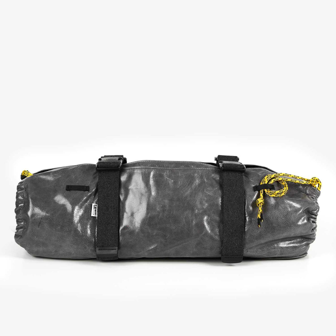 Transporttasche für Dackel aus grauem Leder