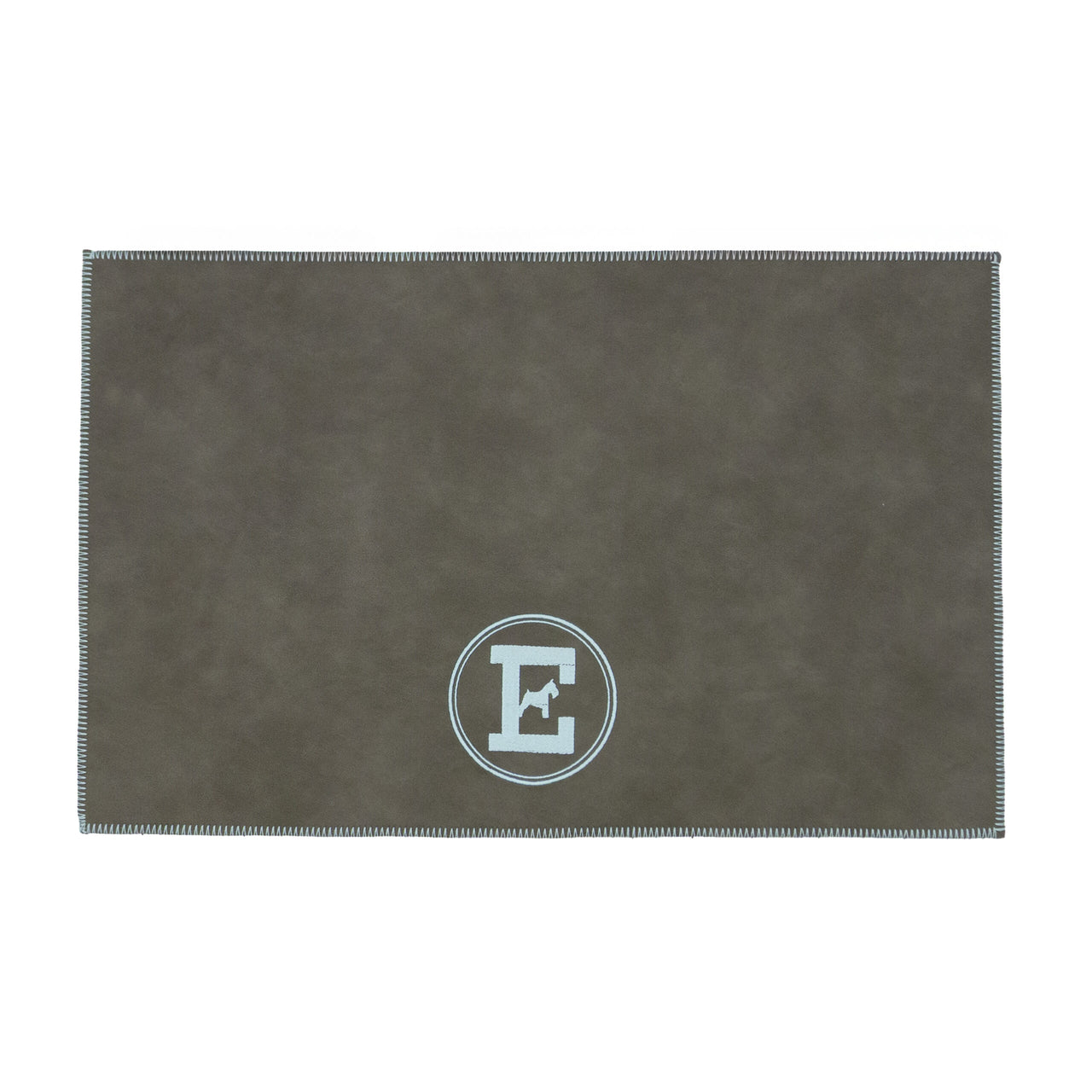 tapis pour gamelle de chien gris et bleu ciel