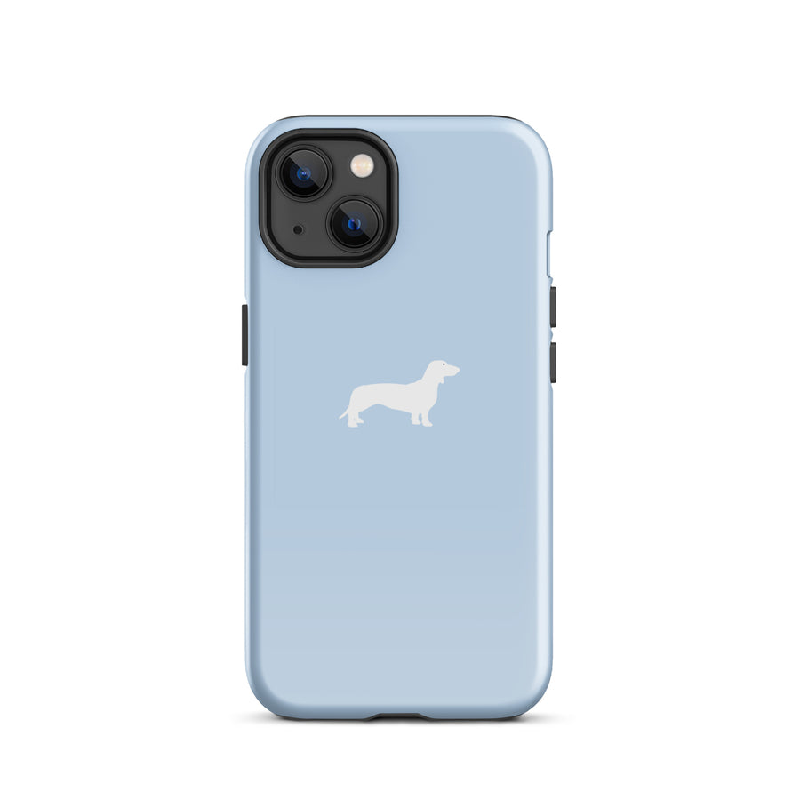 coque iphone teckel bleu minimal