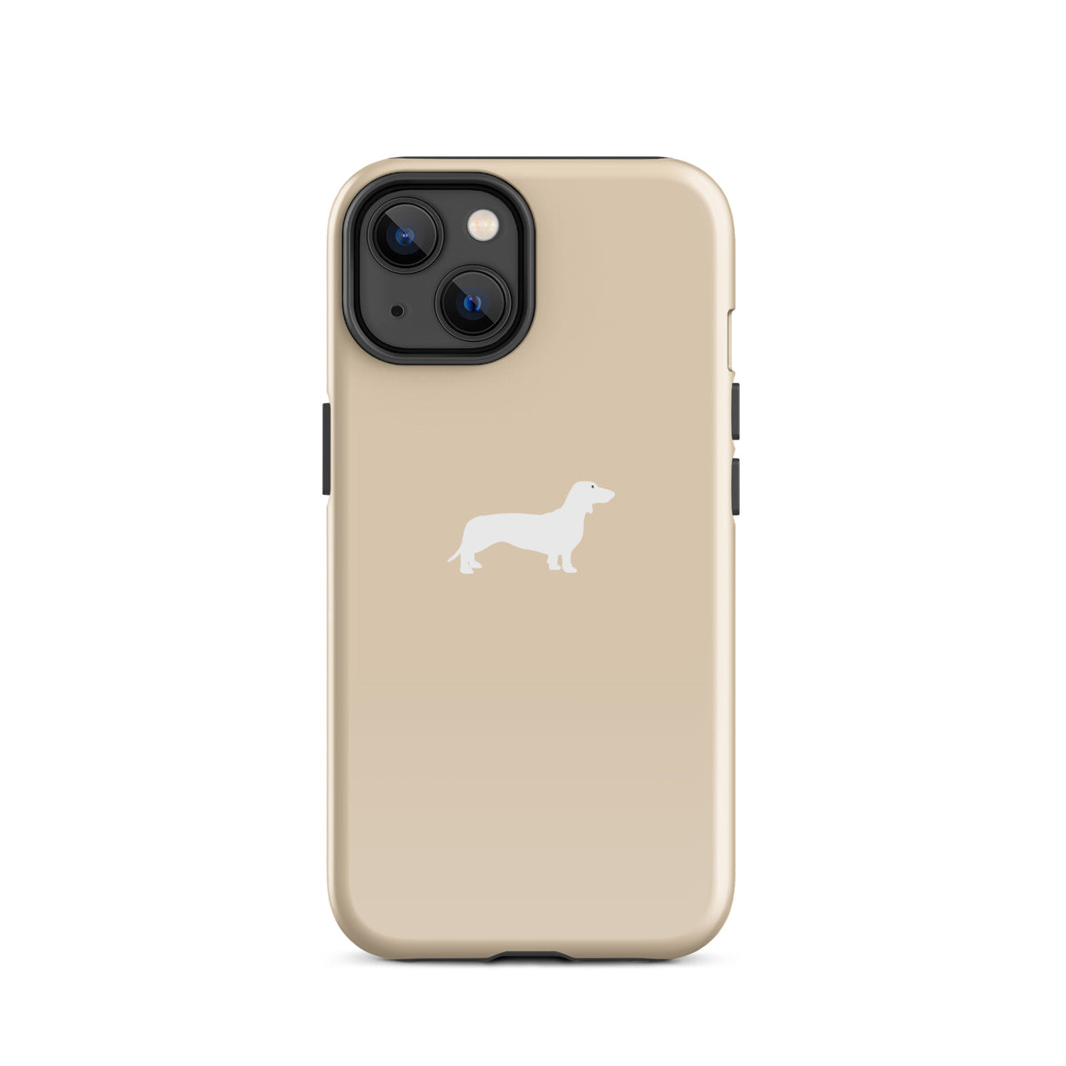 coque iphone teckel champagne double couche