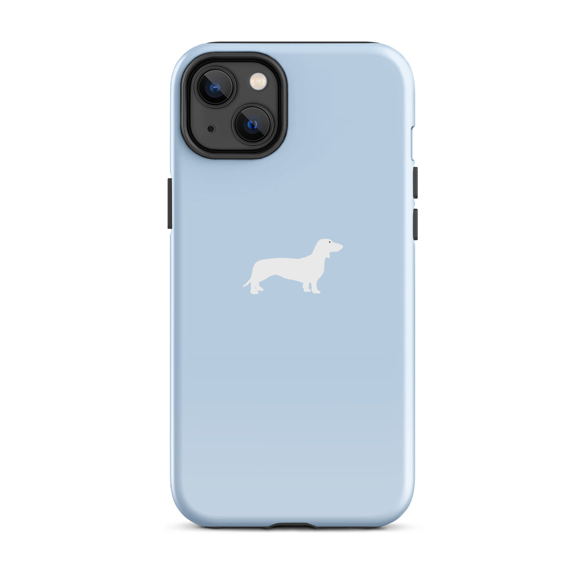 coque iphone teckel bleu double couche