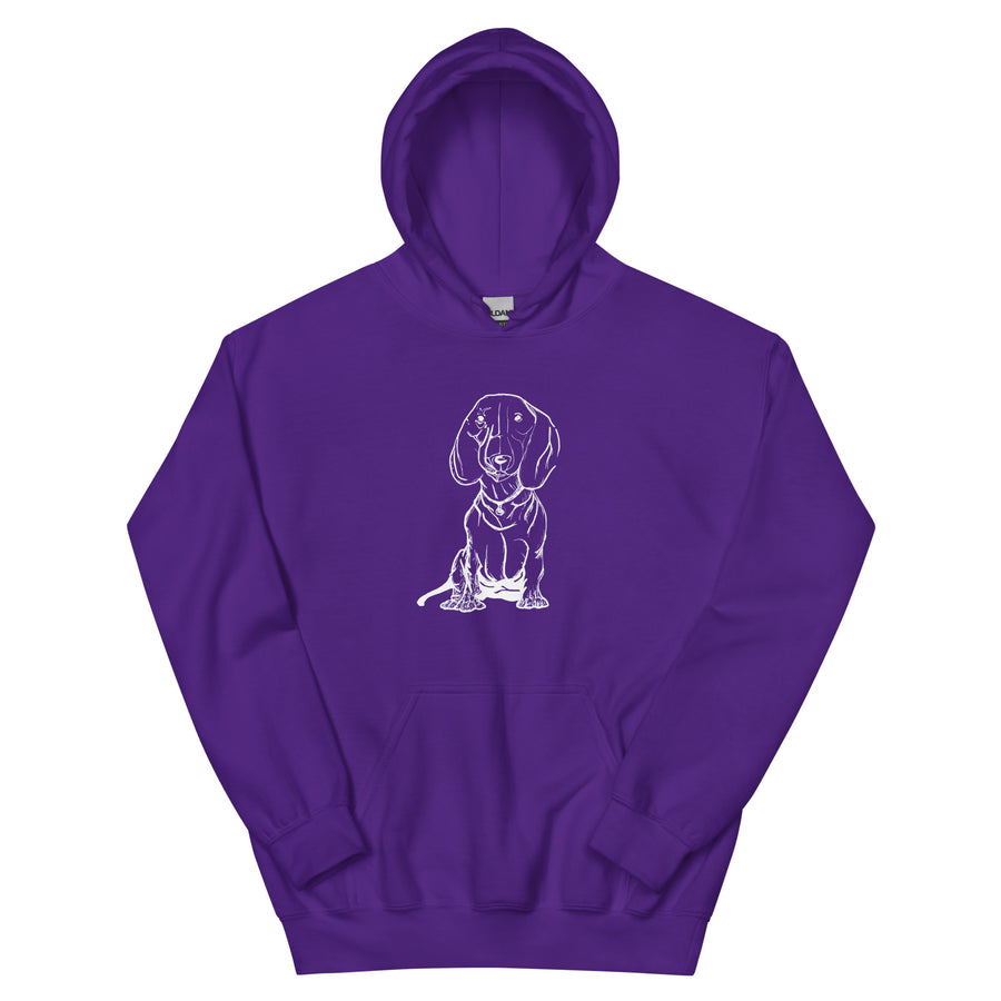 sweat-shirt hoodie chien saucisse mauve