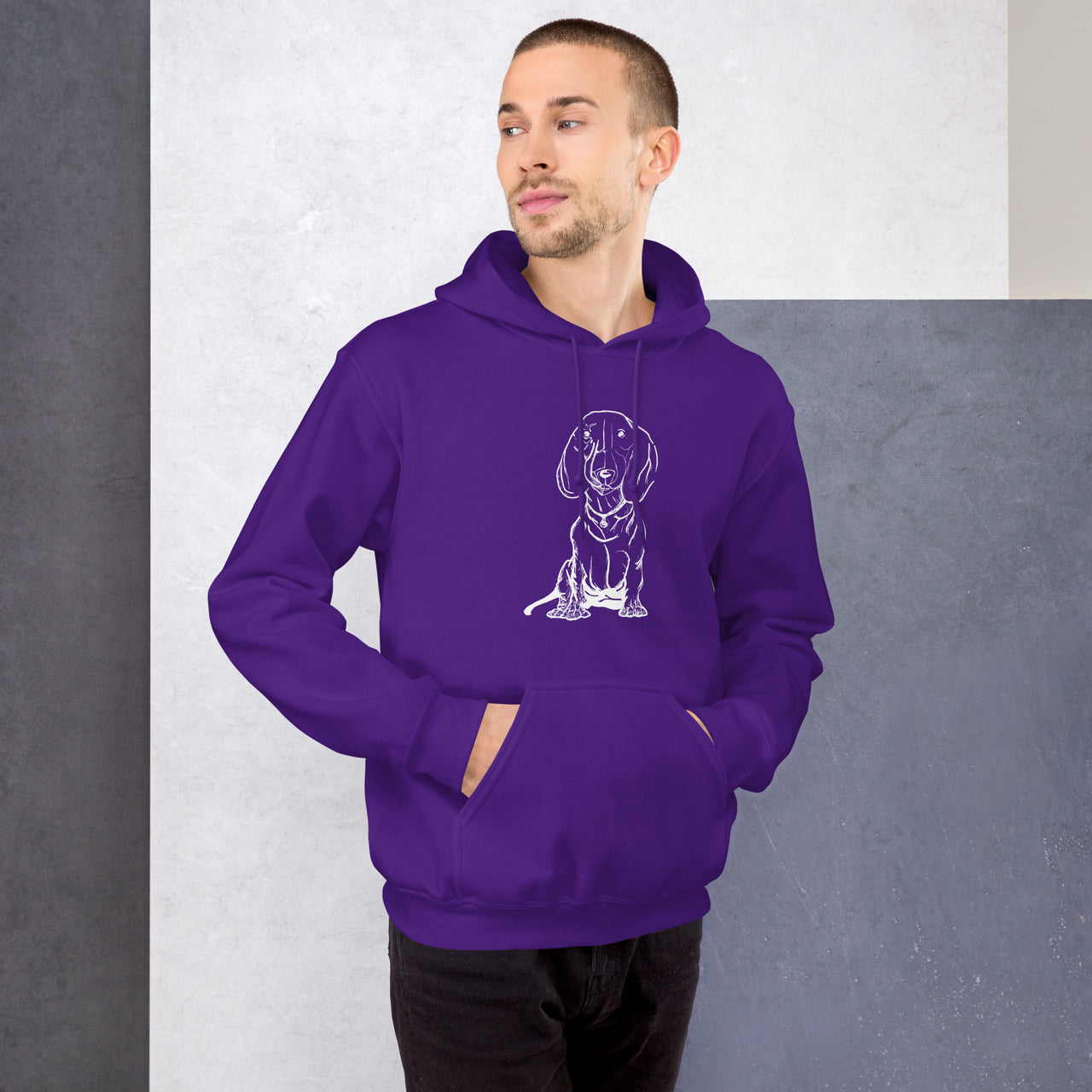 sweat mauve chien saucisse