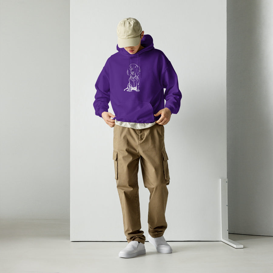 sweat hoodie mauve chien saucisse