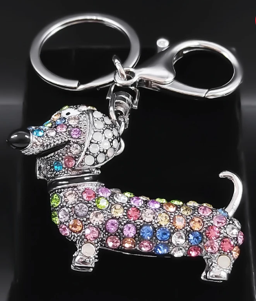 Porte-clés chien en cristal Bling, sac à main teckel, pendentif, support de  voiture, porte-clés - AliExpress
