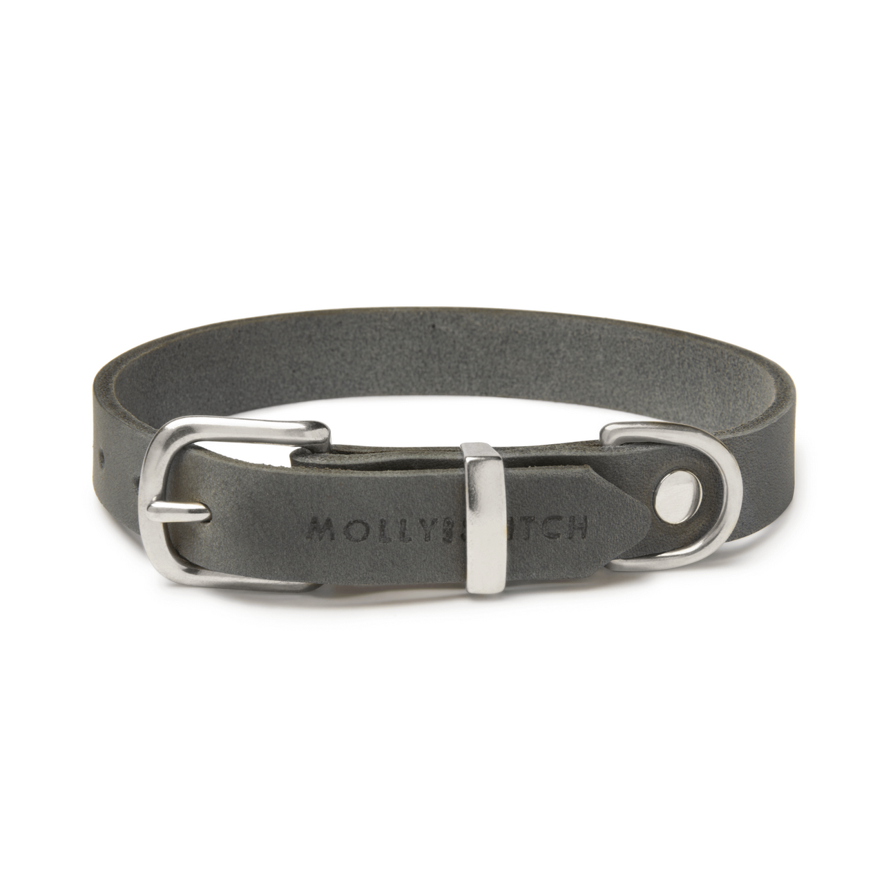 Luxuriöses Hundehalsband aus grauem Leder