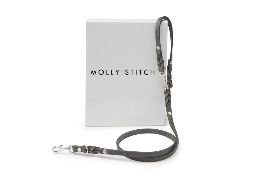 Laisse Cuir Chien Reglable Gris