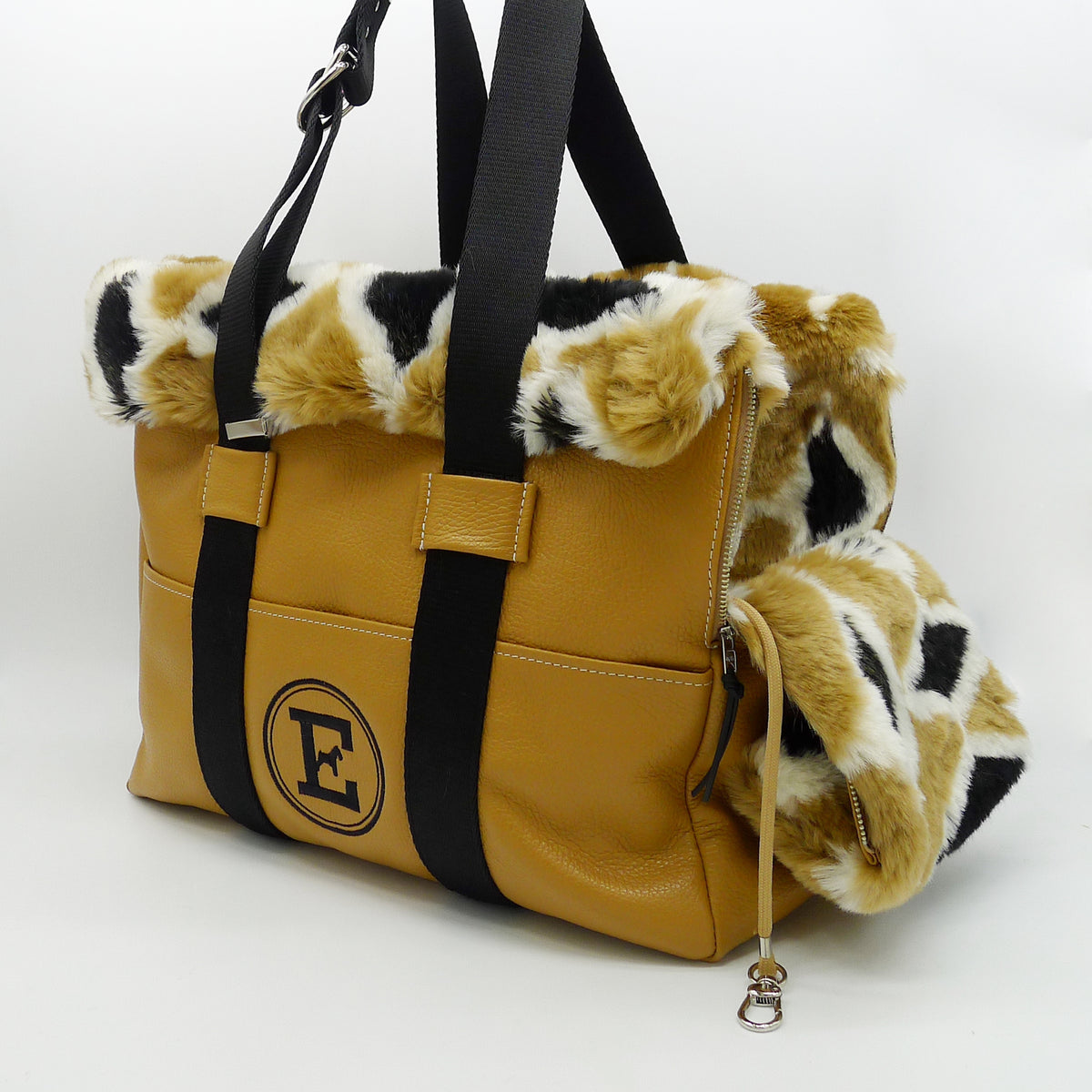 Sac de Transport pour Chien Chic en Cuir et Fourrure