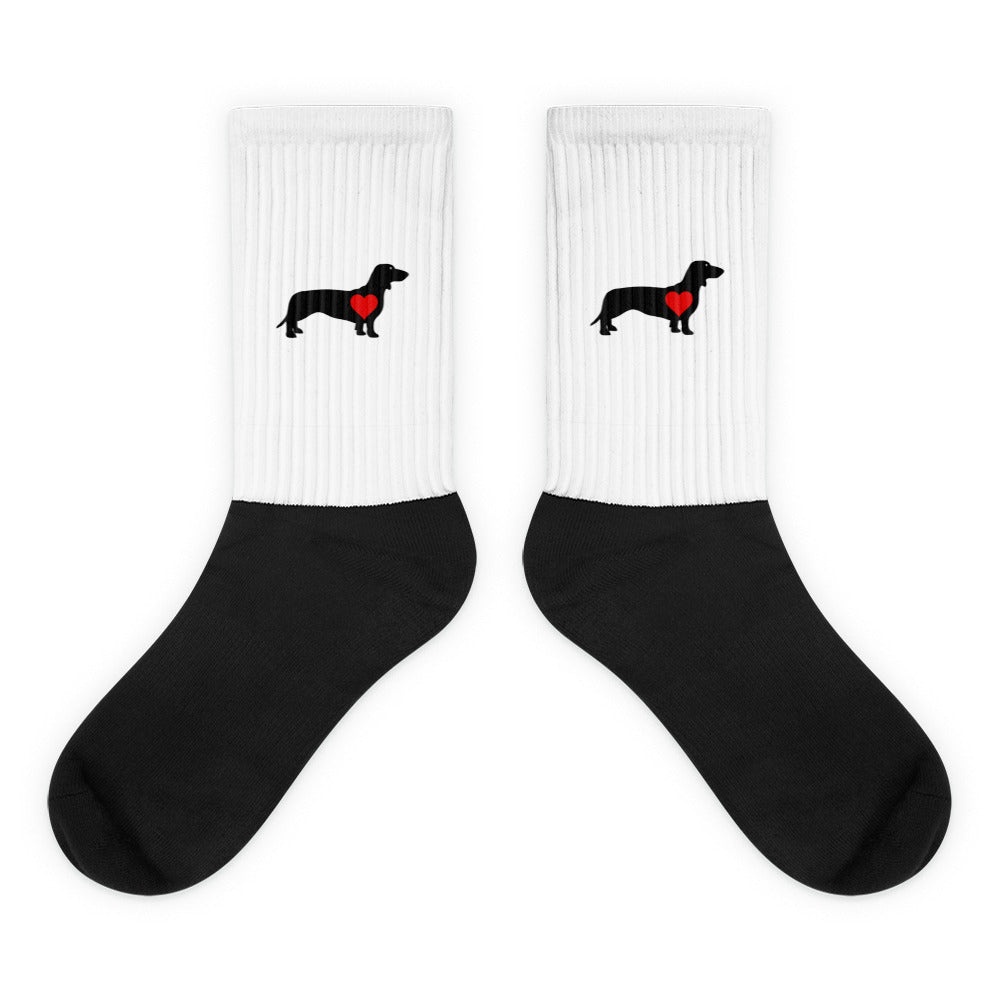 Socke mit Dackelmotiv