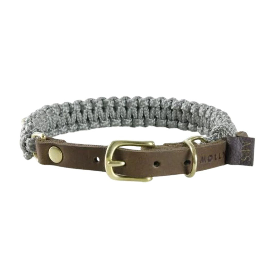 Modisches Hundehalsband aus grauem Leder und Seil