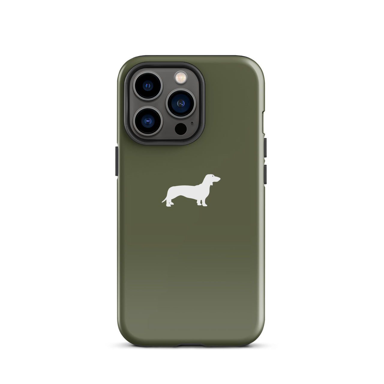 Trendige iPhone-Hülle in Khaki mit Dackelmotiv