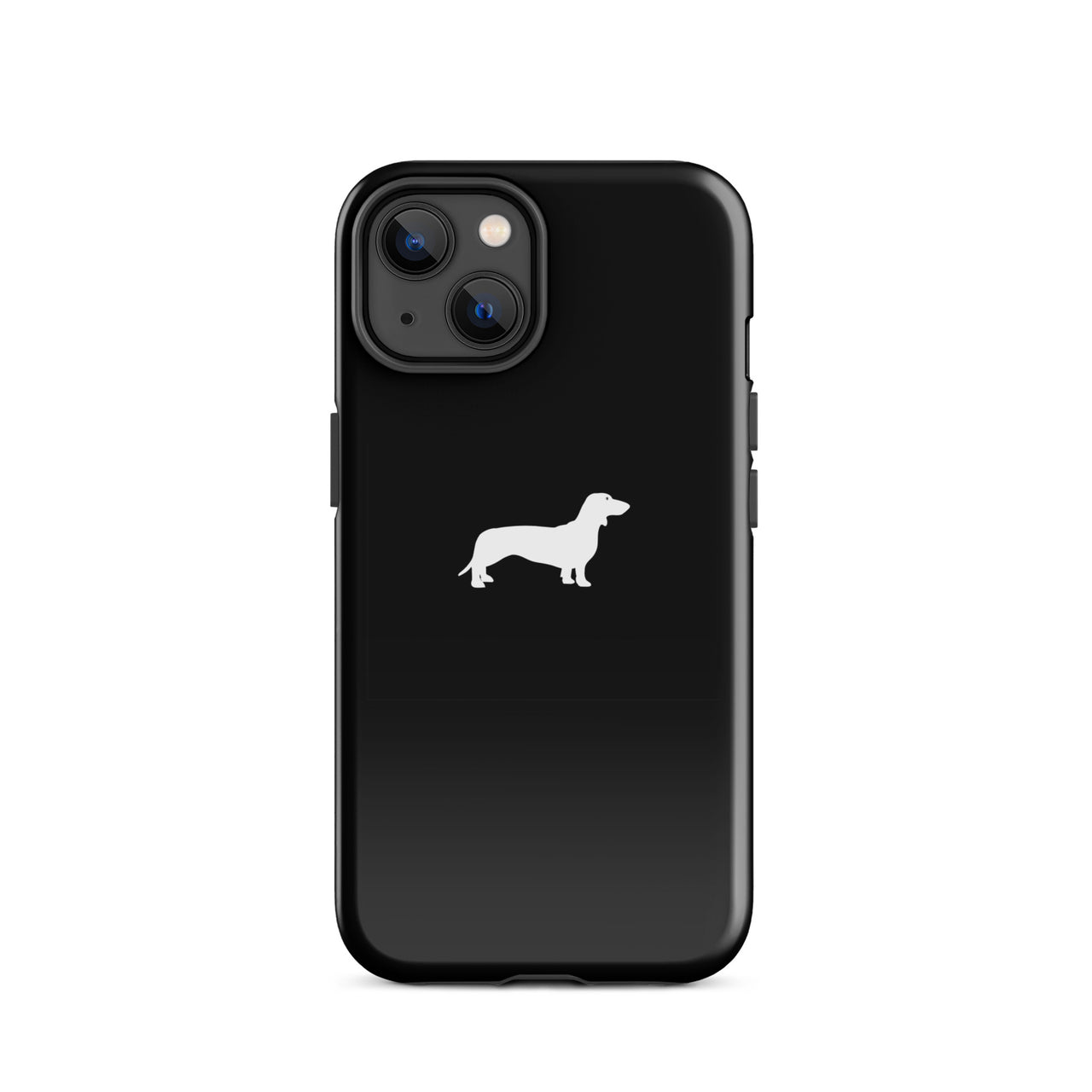 Elegante schwarze iPhone-Hülle mit Dackelmotiv