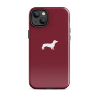 Miniaturansicht für widerstandsfähige iPhone-Hülle in Bordeauxrot mit Dackelmotiv