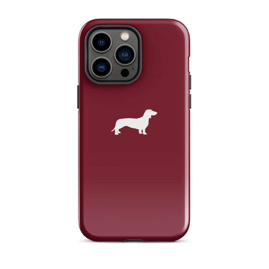 iPhone-Hülle im Dackel-Design, bordeauxrot, Lifestyle