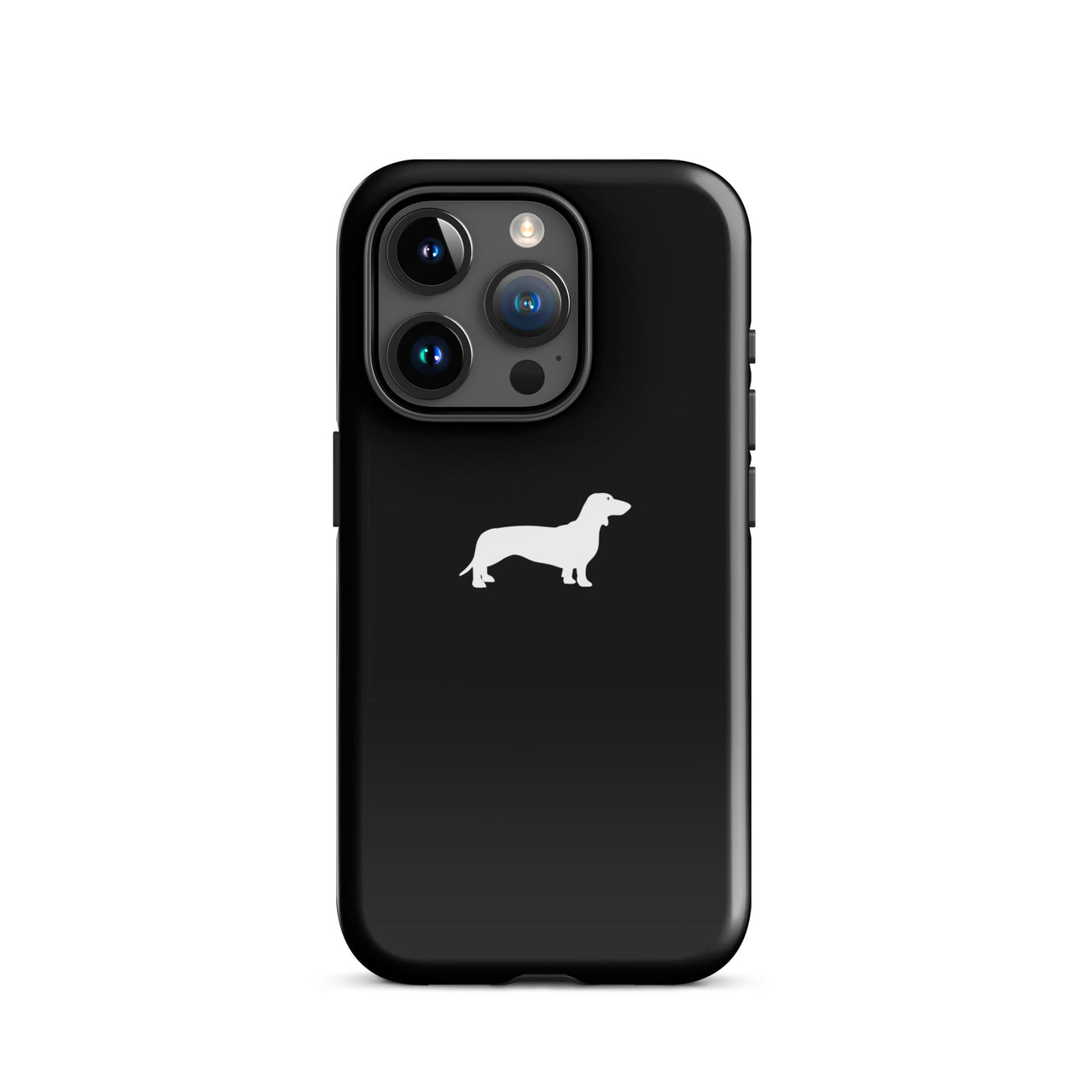 Robuste schwarze iPhone-Hülle mit Dackelmotiv