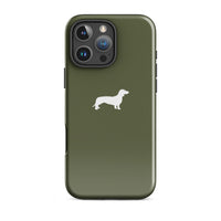 Miniaturbild für iPhone-Hülle im Dackel-Design in Khaki, schlichtes Design