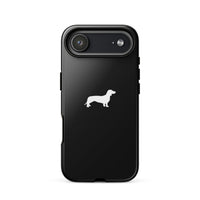 Miniaturansicht für minimalistische schwarze iPhone-Hülle mit Dackelmotiv