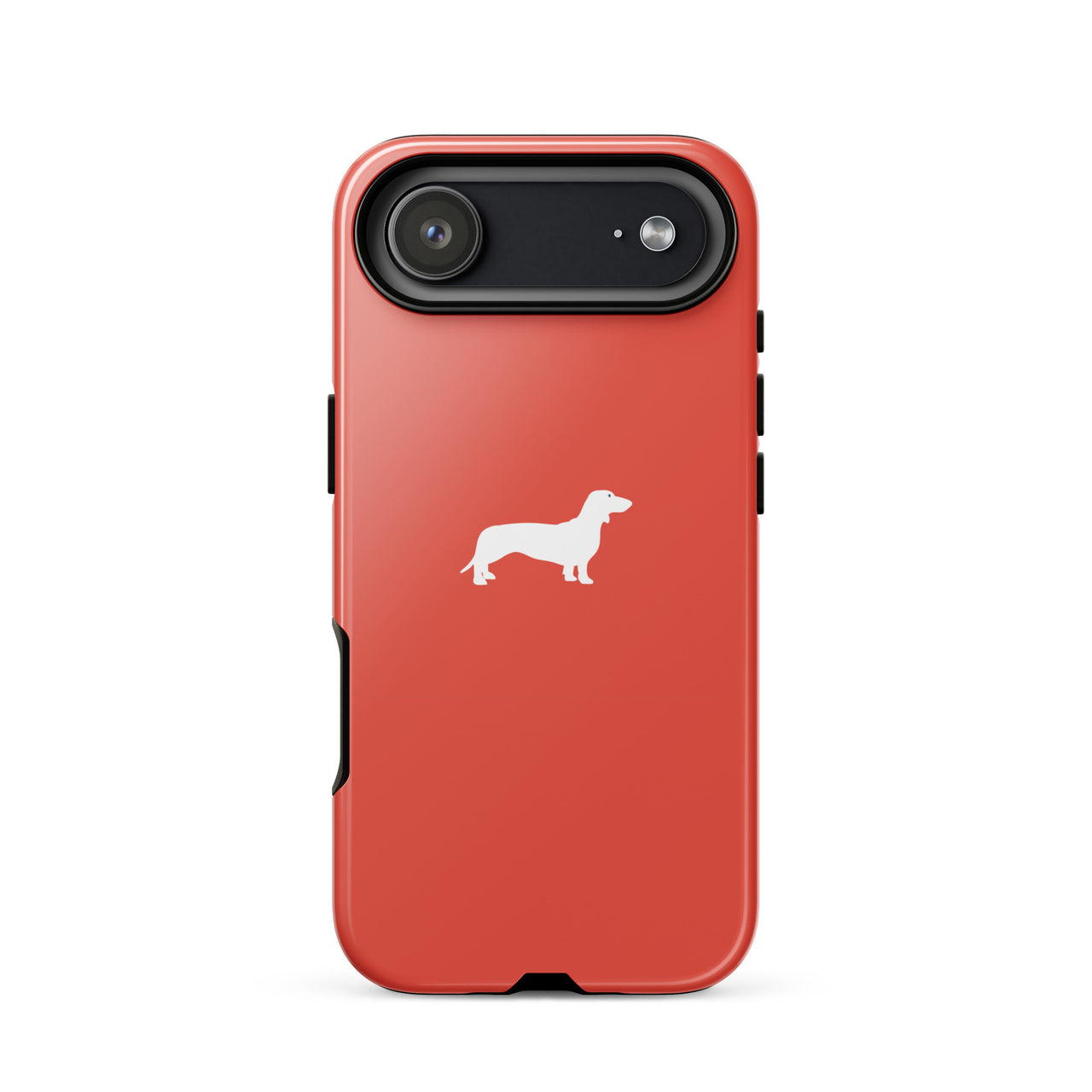 rote Dackel-Hülle für iPhone mit weißem Logo