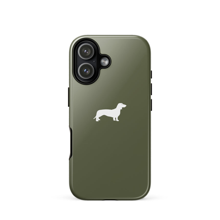 Chic iPhone-Hülle in Khaki mit Dackelmotiv