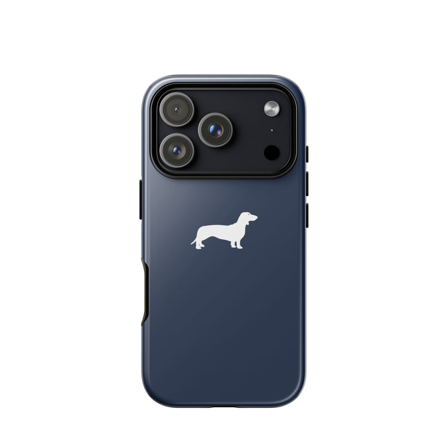 iPhone-Hülle mit Dackel-Motiv in Nachtblau