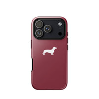 Miniaturansicht für robuste iPhone-Hülle in Bordeauxrot mit Dackelmotiv